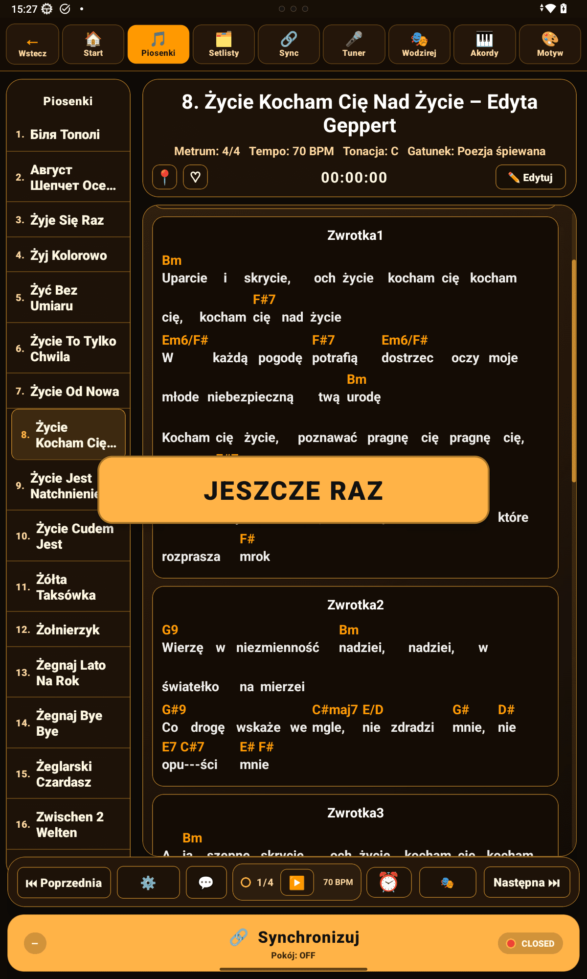 Symphonie – komunikaty: własne wiadomości