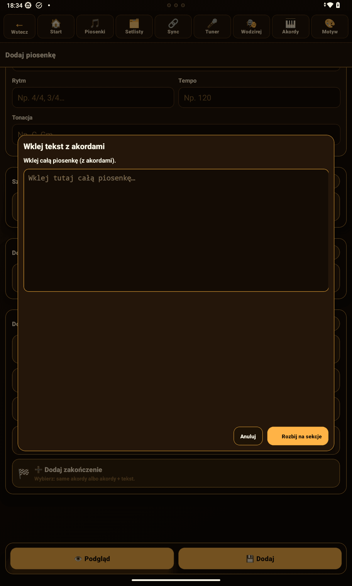 Symphonie — dodaj: import/wklej