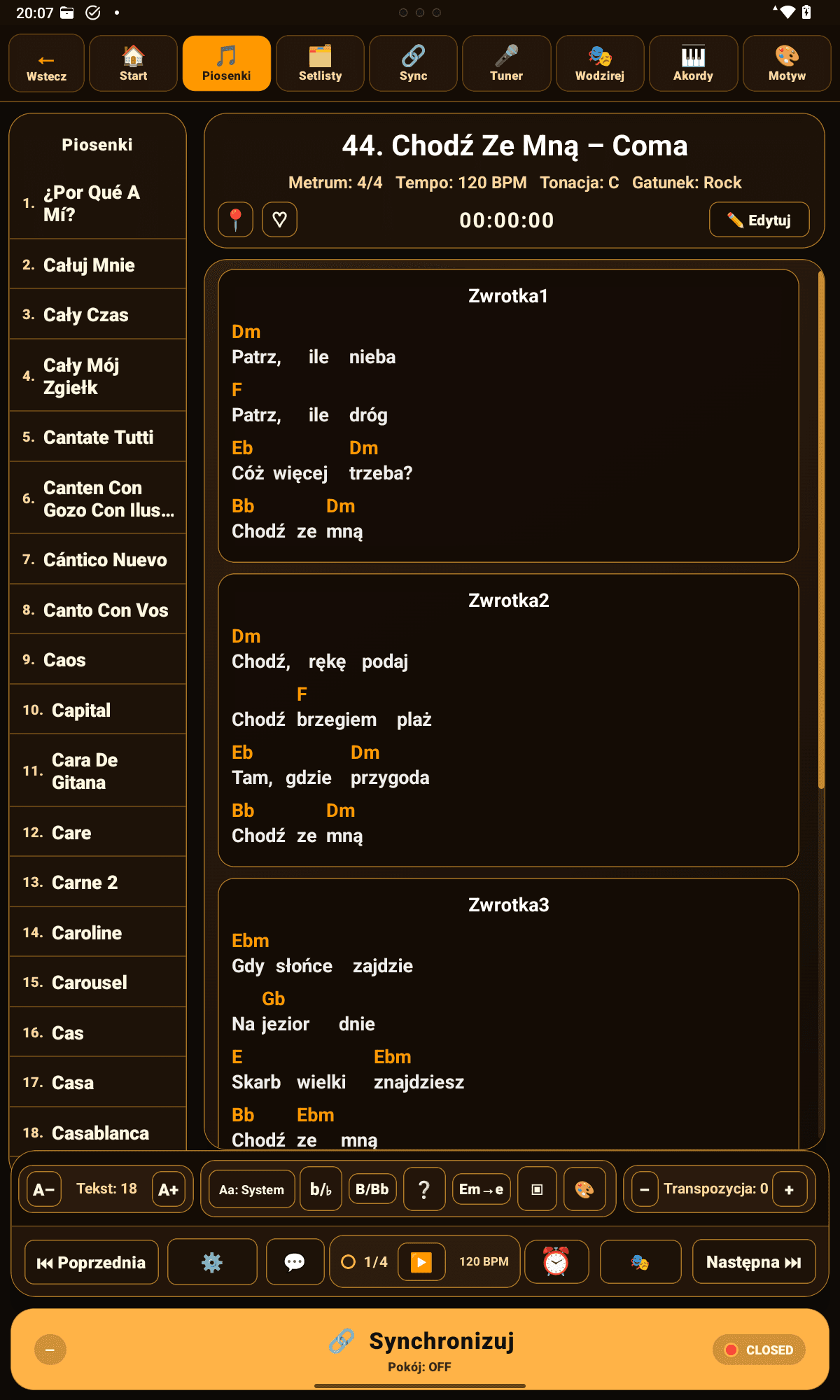 Symphonie – widok piosenki