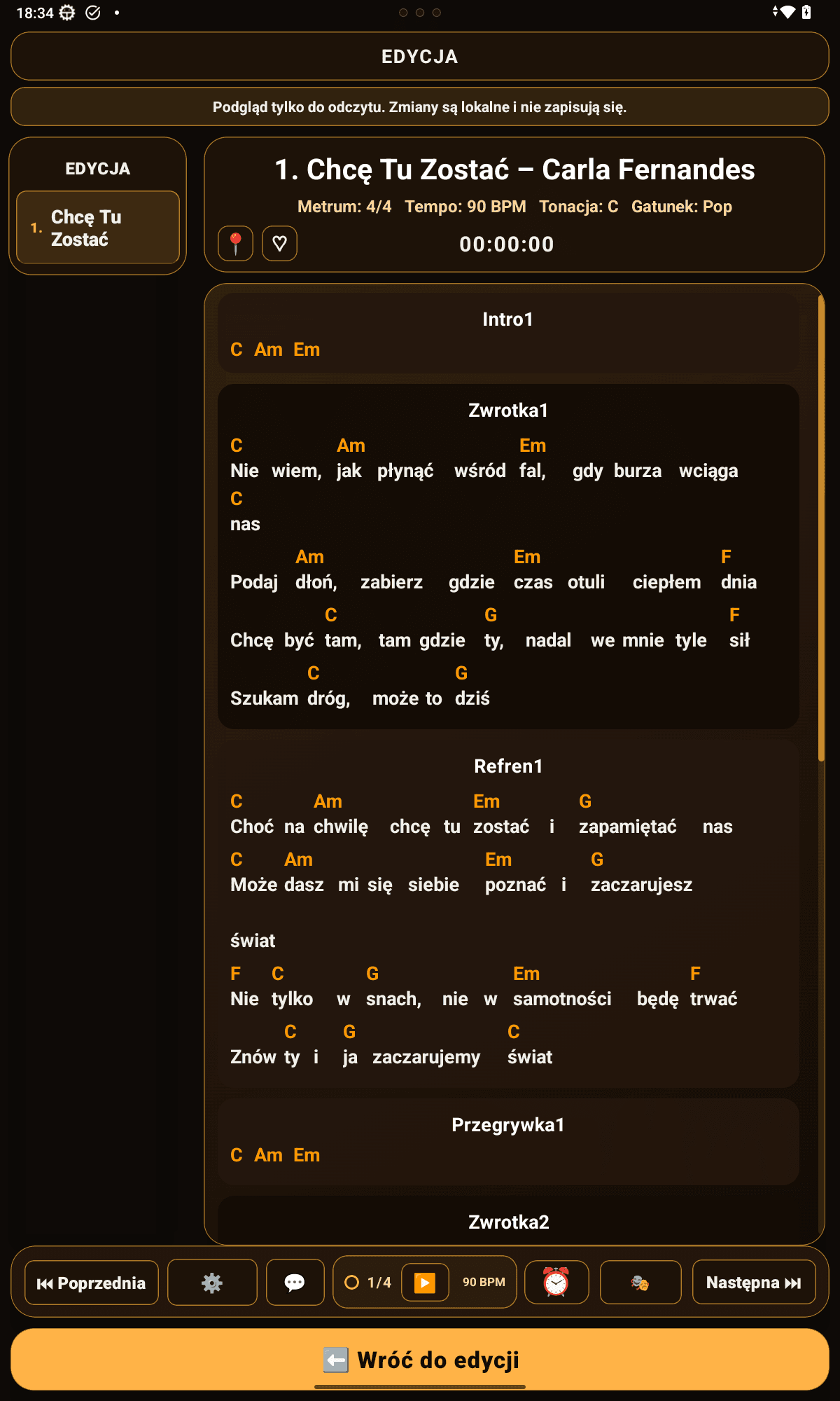 Symphonie — edycja: podgląd