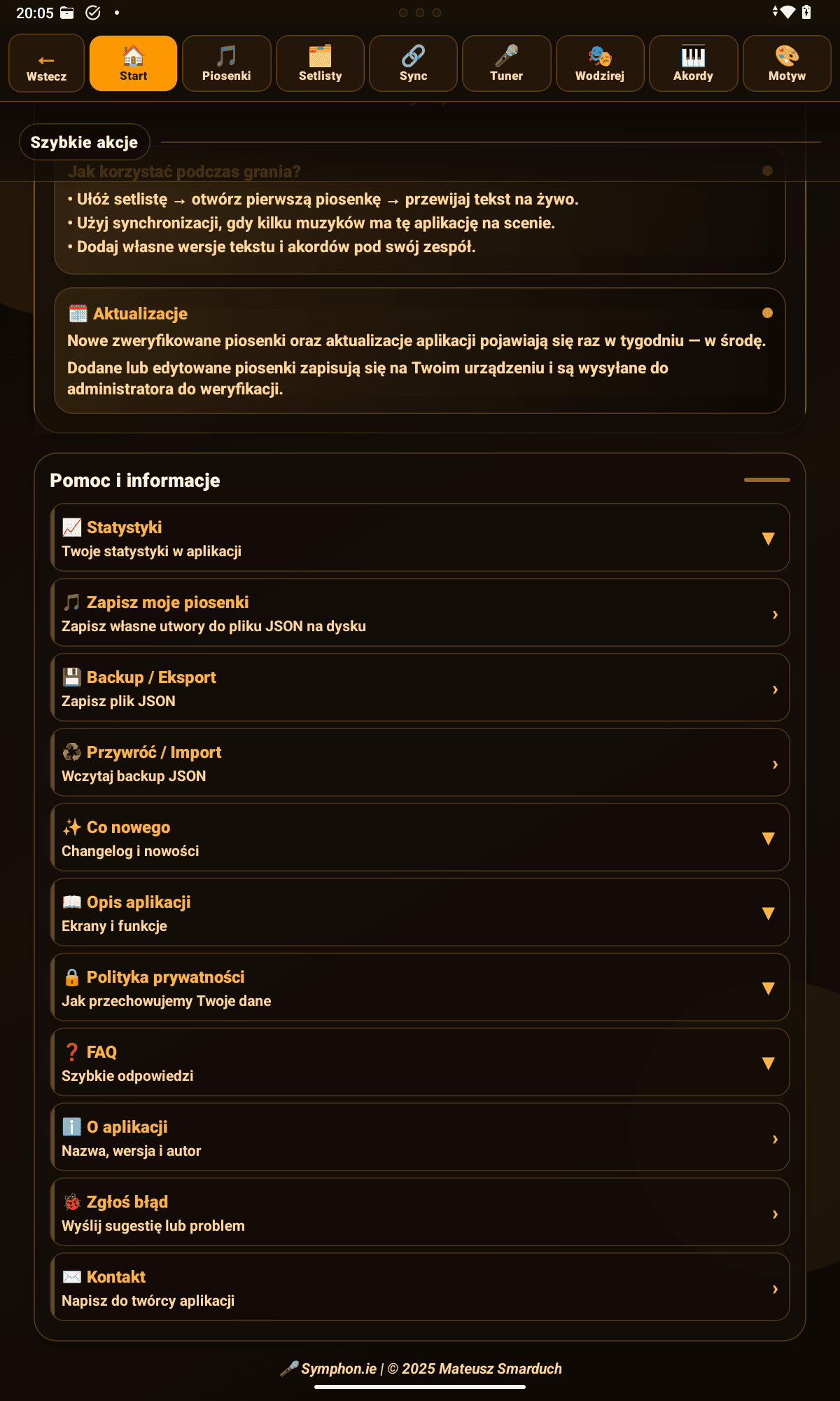 Symphonie – pomoc i informacje