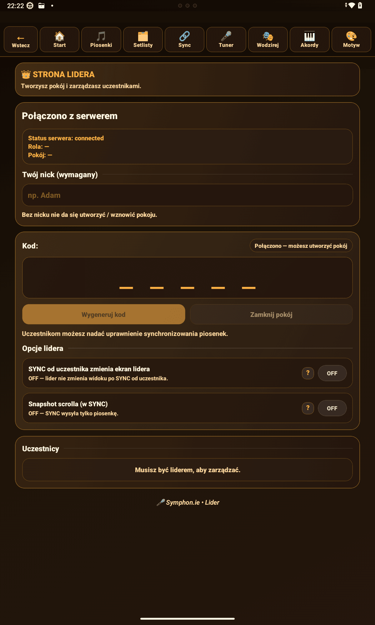 Symphonie – ekran lidera